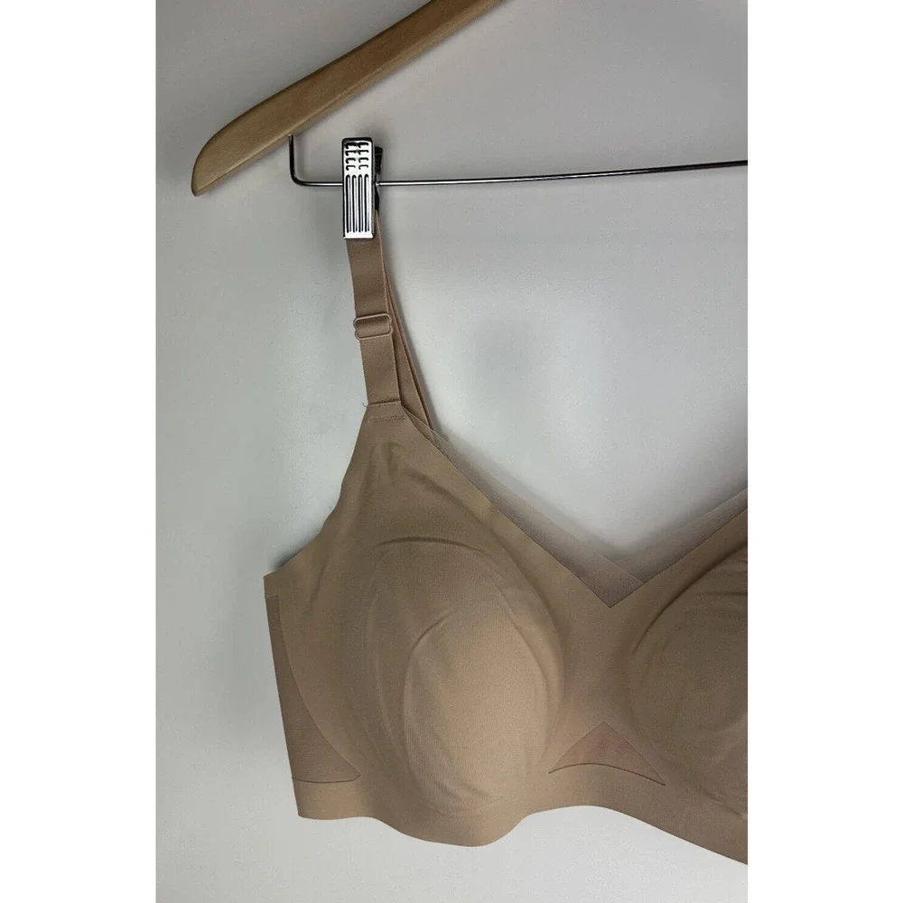 HoneyLove Crossover V-Neck Bra Wireless Adjustable Padded Tan Beige Plus Size 1X - Picture 3 of 12